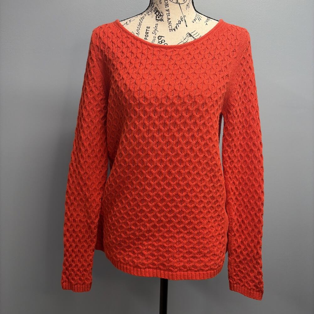 J. Crew Orange Cable Knit Sweater - Long SLV - 100% Cotton - Women’s Size Small